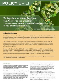 To Regulate, or Not to Regulate, the Answer to the Question: The NCBP Policy on Plant Breeding Innovations or New Breeding Techniques