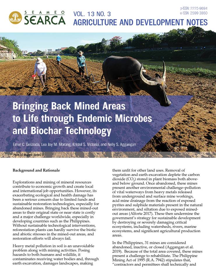 Bringing Back Mined Areas to Life through Endemic Microbes and Biochar Technology